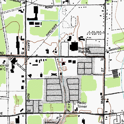 Topographic Map of Harris County Courthouse, TX