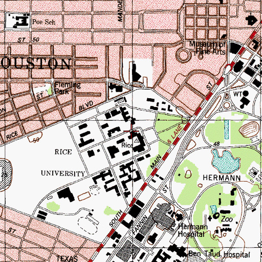 Topographic Map of Herzstein Hall, TX
