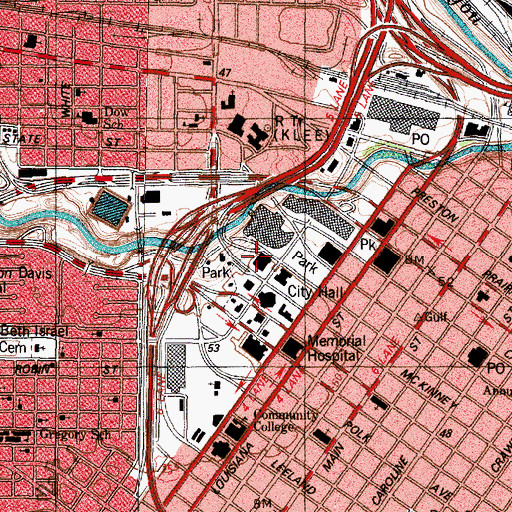 Topographic Map of Houston City Hall Annex, TX