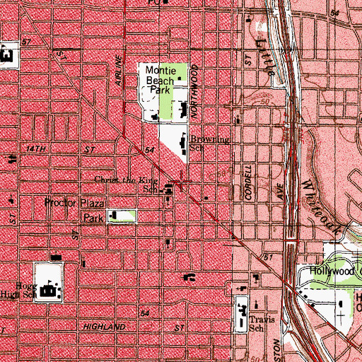 Topographic Map of Houston Fire Station Number 15, TX