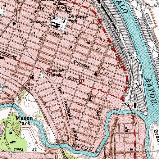 Topographic Map of Houston Fire Station Number 22, TX