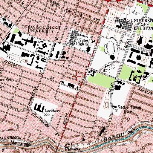 Topographic Map of Houston Fire Station Number 25, TX