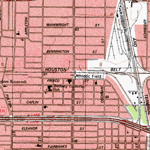Topographic Map of Houston Fire Station Number 30, TX