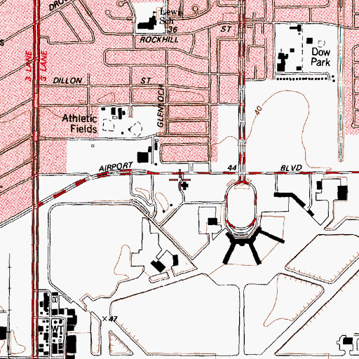 Topographic Map of Houston Fire Station Number 36, TX