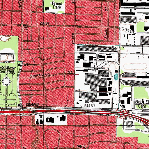 Topographic Map of Houston Fire Station Number 38, TX