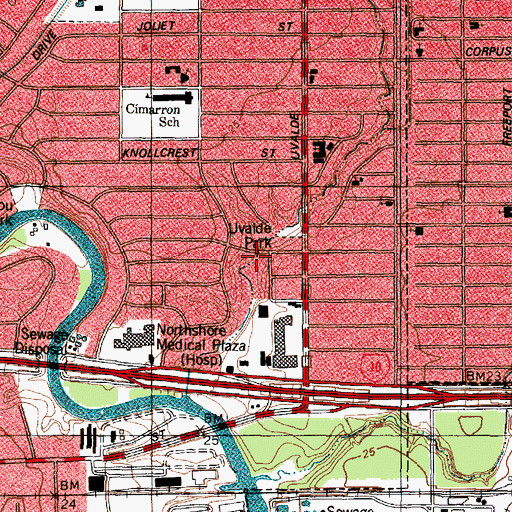 Topographic Map of Houston Fire Station Number 53, TX