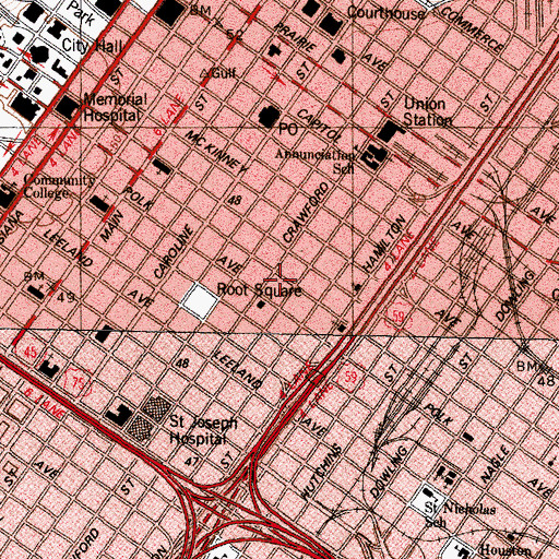 Topographic Map of Houston Fire Station Number 8, TX