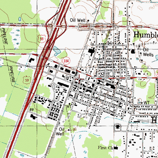 Topographic Map of Humble Chamber of Commerce, TX