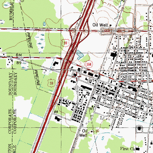 Topographic Map of Humble City Fire Department, TX