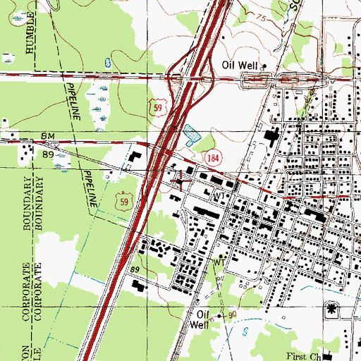 Topographic Map of Humble City Hall, TX