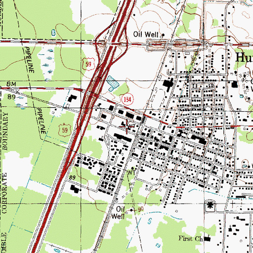 Topographic Map of Humble Library, TX