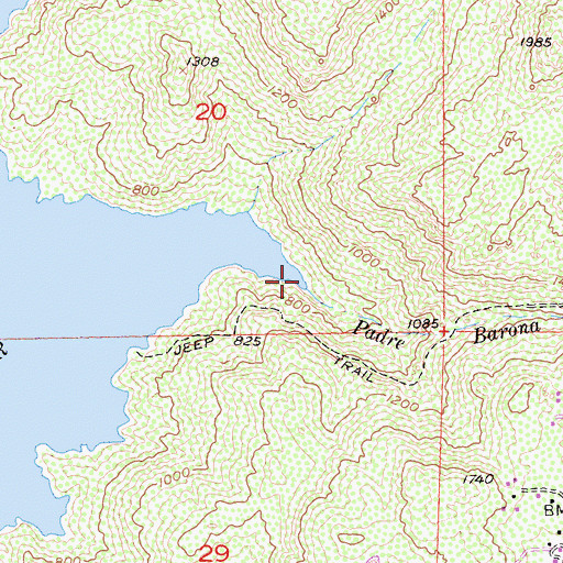 Topographic Map of Padre Barona Creek, CA