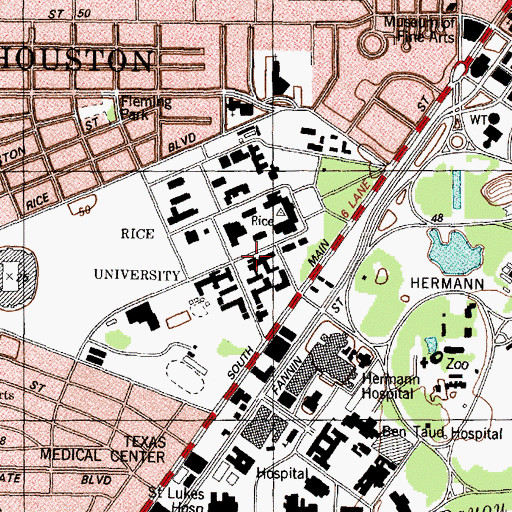 Topographic Map of James A Baker College, TX