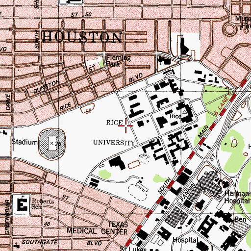 Topographic Map of Janice and Robert McNair Hall, TX