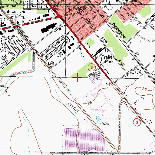 Topographic Map of League City Civic Center, TX