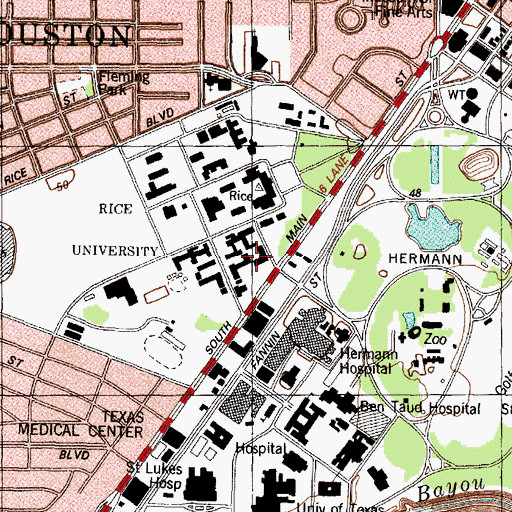 Topographic Map of Lovett College Masters House, TX