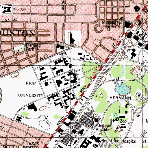 Topographic Map of Lovett Hall, TX