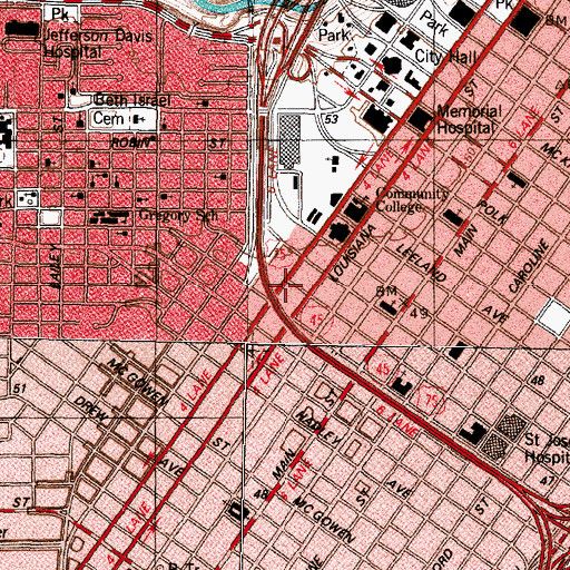Topographic Map of M Leland Federal Building, TX