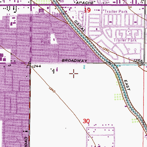 Topographic Map of Ambassador Downs Mobile Home Park, AZ