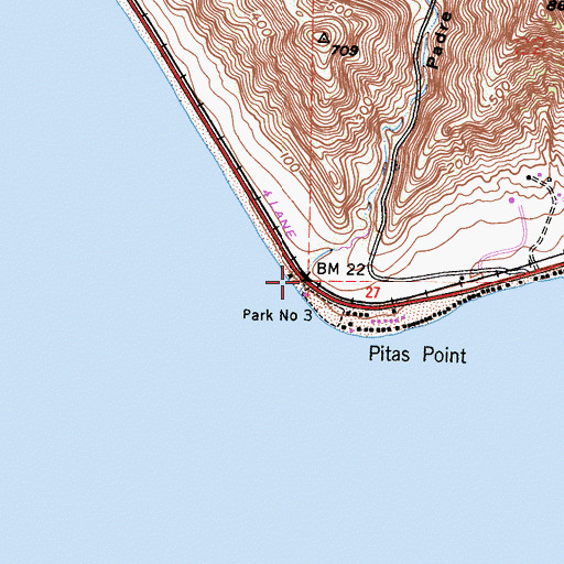 Topographic Map of Padre Juan Canyon, CA