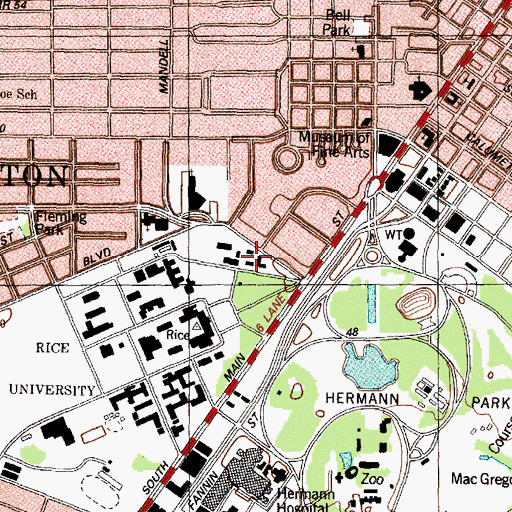 Topographic Map of Margaret Root Brown College, TX