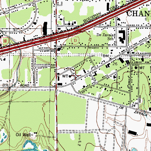 Topographic Map of Old River Heights, TX