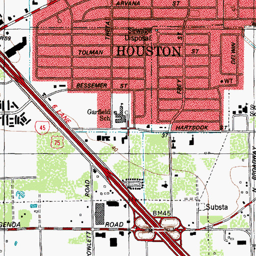 Topographic Map of Imani the Christian Life Center, TX