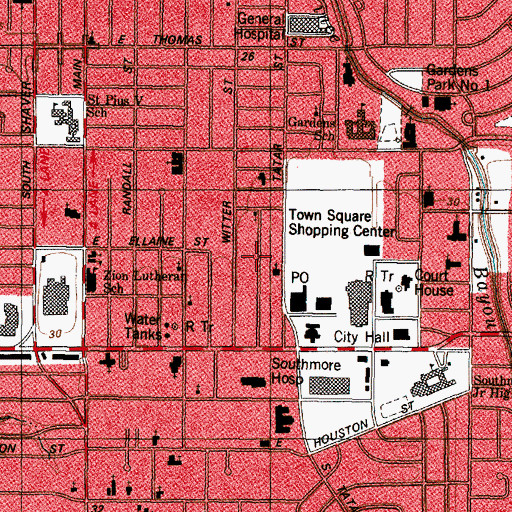 Topographic Map of Inter-Faith Baptist Convention, TX