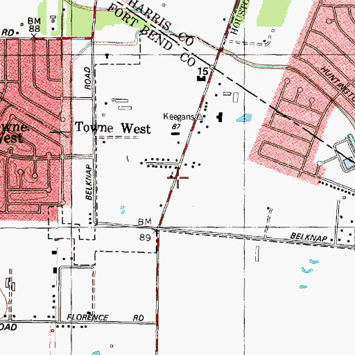 Topographic Map of Islamic Society of Greater Houston, TX