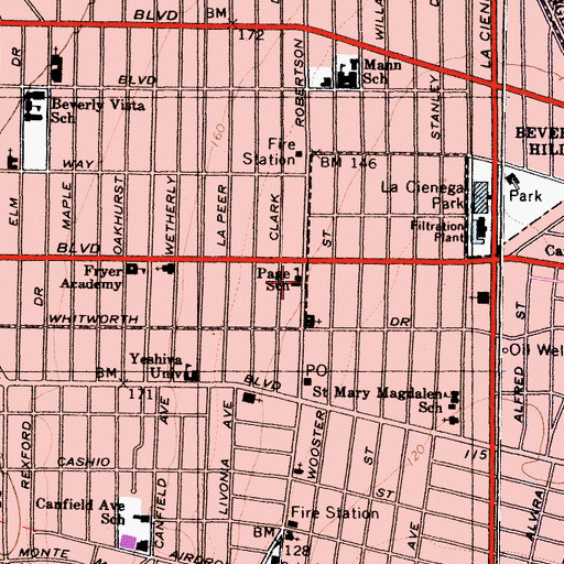 Topographic Map of Page School, CA