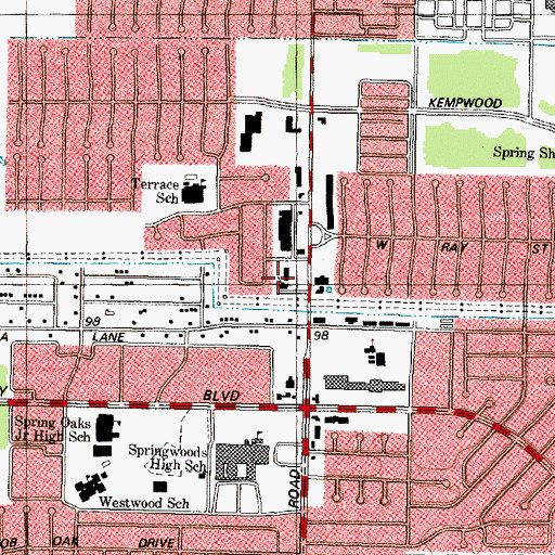 Topographic Map of John Knox Presbyterian Church, TX