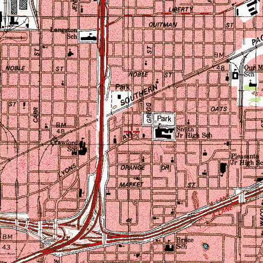 Topographic Map of Lyons Unity Missionary Baptist Church, TX