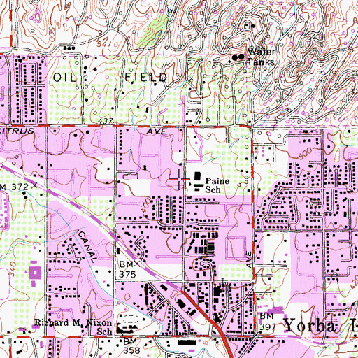 Topographic Map of Mabel Paine Elementary School, CA