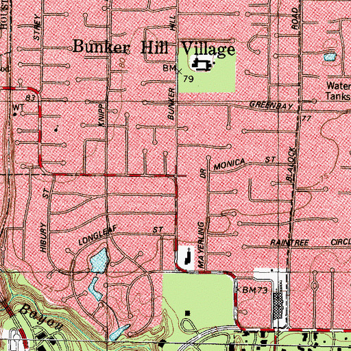 Topographic Map of Memorial Drive Christian Church Disciples of Christ, TX