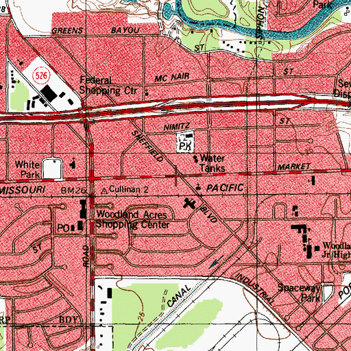 Topographic Map of Mission Bautista Ebenezer, TX