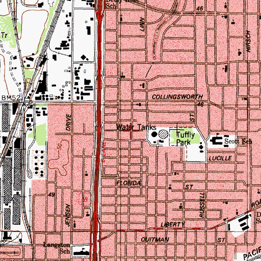 Topographic Map of Nazareth Assembly of God Church, TX