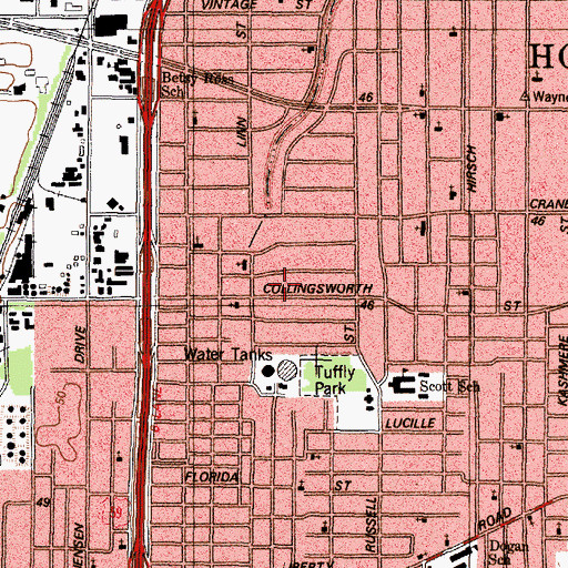 Topographic Map of New Evergreen Baptist Church, TX