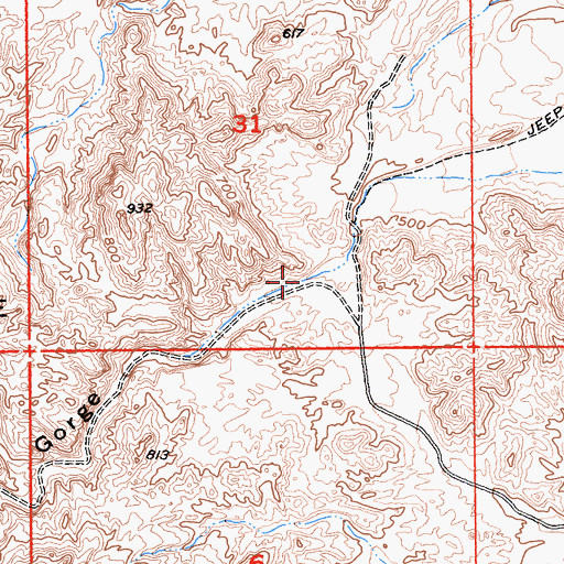 Topographic Map of Painted Gorge, CA