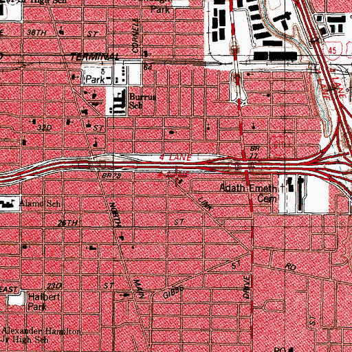 Topographic Map of Saint Anne de Peaupre Catholic Church, TX