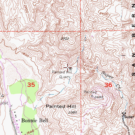Topographic Map of Painted Hill Quarry, CA