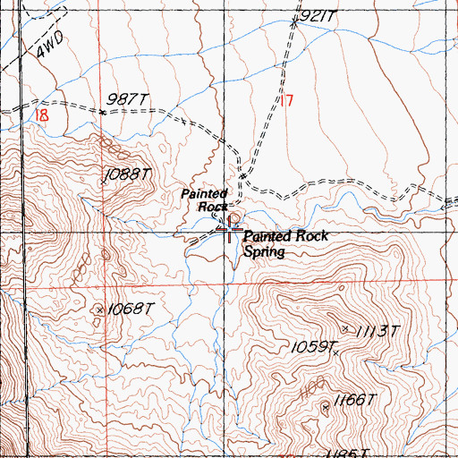 Topographic Map of Painted Rock, CA