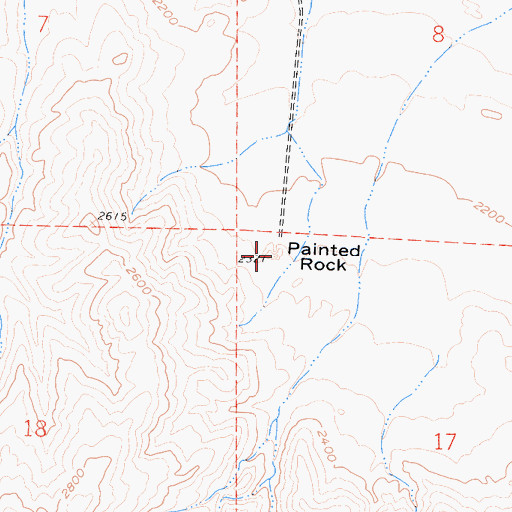 Topographic Map of Painted Rock, CA