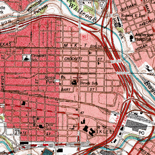 Topographic Map of Saint Peters Lutheran Church, TX