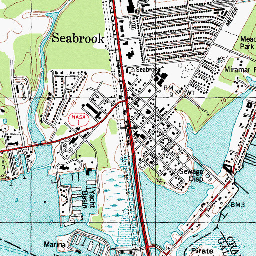 Topographic Map of Seabrook United Methodist Church, TX