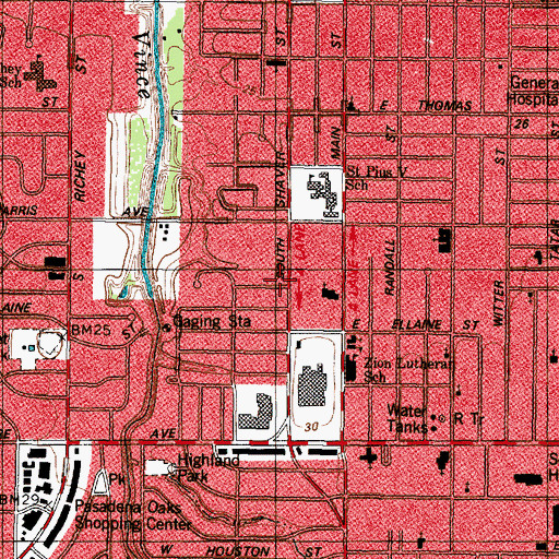 Topographic Map of Segunda Bautista Iglesia, TX