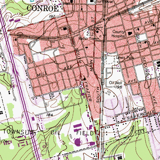 Topographic Map of South Side Baptist Church, TX