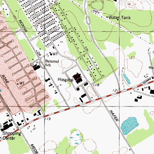 Topographic Map of Columbia Bellaire Medical Center, TX