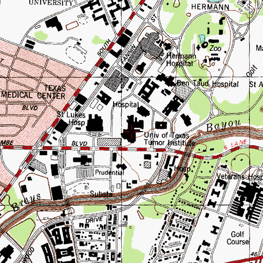 Topographic Map of University of Texas MD Anderson Cancer Center, TX