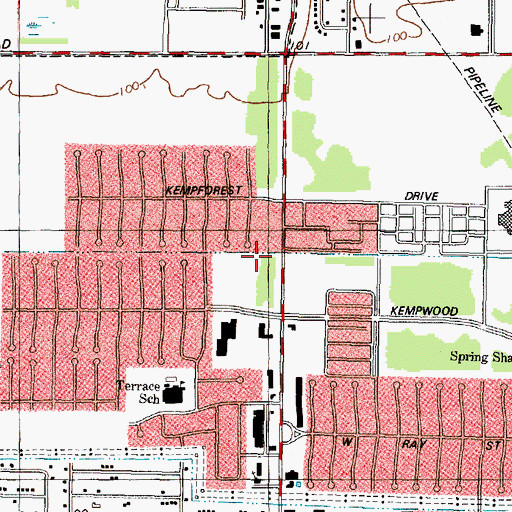 Topographic Map of Memorial Rehabilitation Hospital, TX