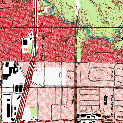 Topographic Map of Saint Jude Childrens Research Hospital, TX